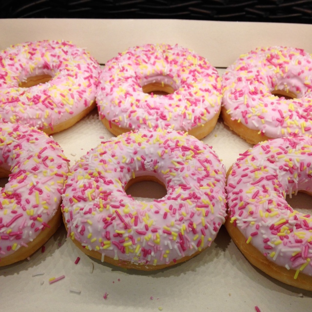 Pink doughtnuts with sprinkles